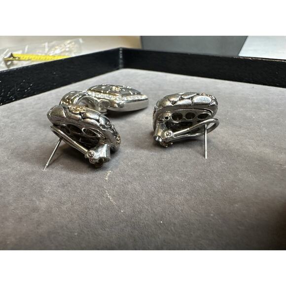 two tone Rhinestone, Paved, Magnetic Clasp, pendant & With Matching Earrings Set - Picture 7 of 15